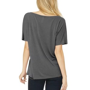 T-shirts décontractés pour femmes à col en V, personnalisés en usine, en coton respirant, à manches courtes, pour l'été - Product Image 6