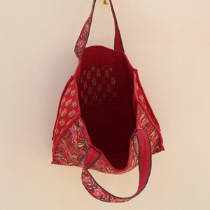 Sac fourre-tout matelassé réversible pour femme, double imprimé floral, écologique, fait main, multi-usages, pour le shopping, le quotidien, les voyages, fermeture éclair - Product Image 3