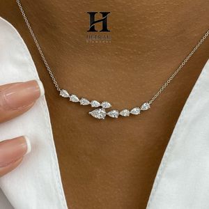 Collar de Diamantes de Corte Pera Asimétrico de Lujo, Plata de Ley 925, Colgante de Racimo, Joyería Nupcial para Mujer - Product Image 1
