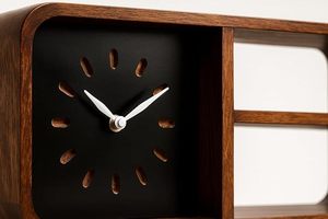 Wood <b>Battery</b> Powered Quartz Analog Wall <b>Clock</b> Shelf Modern Rectangle Hanging Storage Organizer for Living Room Entryway - Product Image 3