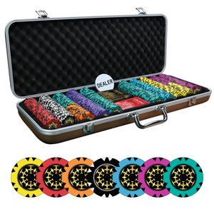 Jeu de jetons de poker en argile Aureate Galaxy 40 mm 14 g sans dénomination 300/500 pièces avec plateau - Product Image 3