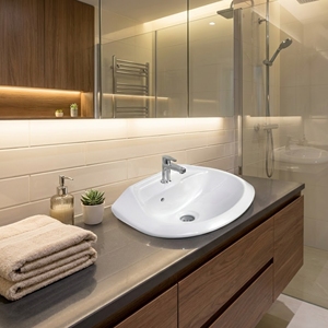 Lavabo rond écologique pour hôtel et villa, installation encastrée - Product Image 2