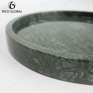 ถาดเสิร์ฟหินอ่อนทรงกลมสีเขียวขัดเงาสำหรับใช้ในบ้าน - Product Image 2