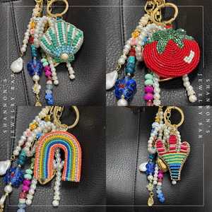 Hand Embroidered Woven Fruit Pattern Carabiner <b>Keychain</b> with <b>Customized</b> Shape Eco-Friendly Felt Bag Charm - Product Image 2