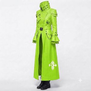 Manteau en cuir gothique respirant, matière infroissable, cuir véritable, manches longues, col montant par RIVIAN ATLANTIC - Product Image 6