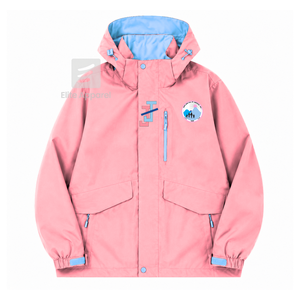 Veste coupe-vent et imperméable personnalisée Jack and Jill of America, bleu ciel et rose, polyester, manches longues, fermeture éclair sur le devant, logo brodé - Product Image 1