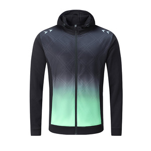 Men's Gradient Color Hooded Sports <b>Jacket</b> Quick Dry Breathable Zipper Front Long Sleeve <b>Slim</b> <b>Fit</b> Spring Autumn Wear - Product Image 5