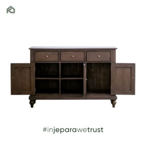 Aparador Moderno Europeo de Madera de Teca Negra Americana Hecha a Mano, Duradero, con 4 Cajones y Estante Ajustable, para Comedor o Sala de Estar - Product Image 4