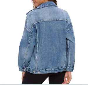 Veste en jean coupe ample, coupe-vent et imperméable, boutonnée, pour femme, personnalisable, pour le printemps et l'hiver - Product Image 2