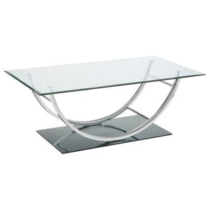 Tavolino da Caffè Amelia in Vetro Cromato a Forma di U Rettangolare - Product Image 2