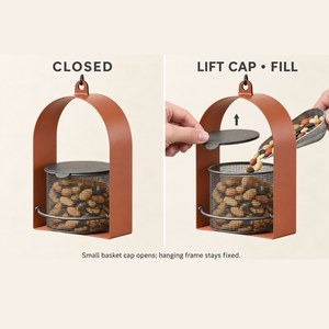 Mangeoire à oiseaux suspendue en arche métallique, panier en maille pour cacahuètes, mangeoire en acier thermolaqué pour oiseaux sauvages de jardin - Product Image 4
