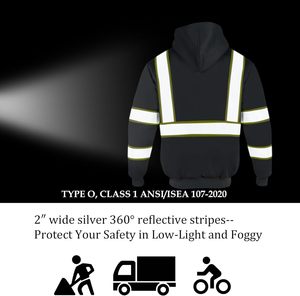 Reflective Safety Hoodie Jacket Class 2 ANSI High Quality Winter Work Wear Hi Vi - Product Image 5