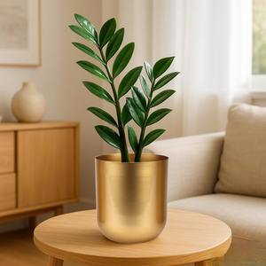 Planter Round Metal for Home Decor <b>Decorative</b> <b>Plant</b> <b>Pot</b> Indoor Outdoor Flower <b>Pot</b> Modern Metal Planter for Living Room Garden - Product Image 5
