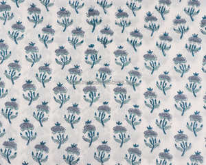 Nouveau bloc de main indien bleu pierre sarcelle de la Caroline imprimé 100% pur coton tissu tissu cour pour les costumes de matelas extérieurs pour femmes - Product Image 4