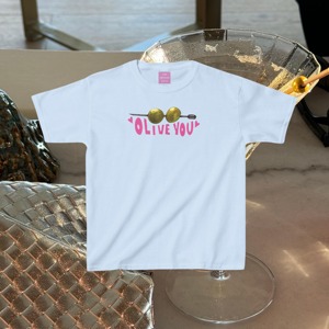 Custom Logo Funny Pun Graphic Baby Tee Olive you, 100% Cotton Women's Slim Fit Crop <b>Top</b>, High Quality Apparel Factory Wholesale. - Product Image 4