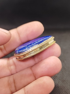 Natural <b>Lapis</b> <b>Lazuli</b> Brass Groove Pendant | Gold Plated Brass Gemstone Pendant | Handmade Jewelry | Wholesale Jewelry Manufactur - Product Image 3