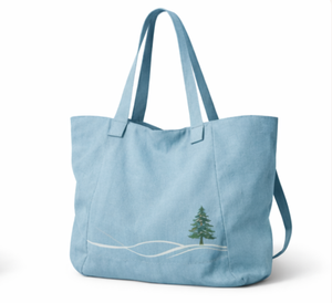 Sac de plage en toile bleu clair COTTON VOYAGE, grande taille, avec motif personnalisé, poignée d'épaule, sac de shopping, usage quotidien, voyage - Product Image 4