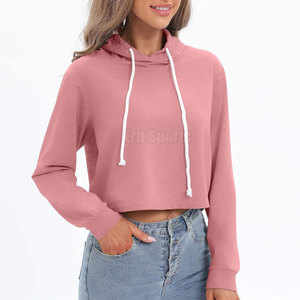 Online Selling Pakistan Manufacturer Women <b>Winter</b> Hooded Crop <b>Top</b> Hoodie Front Logo High Quality Low Price Best Style - Product Image 4