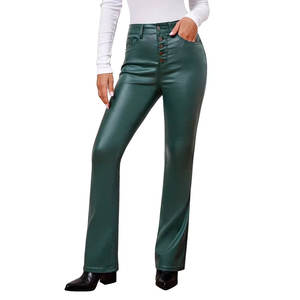 Pantalones de Cuero para Mujer, Cintura Media, Ajustados, Elásticos, Ecológicos, para Amantes de la Moda y Estilo Diario - Product Image 1