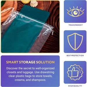 Rõ ràng Dây Rút Ba lô du lịch Túi giày 50 gói 10x14 đôi bông Vẽ Dây 2 mil độ dày nhựa lưu trữ túi bụi - Product Image 4