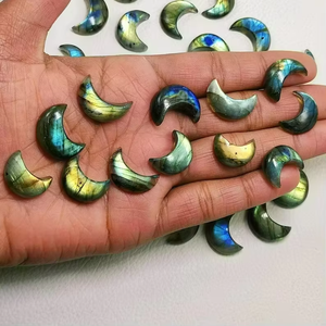 Labradorita de Alta Calidad, Cabujón Pulido Liso en Forma de Luna Creciente, Gema de Ágata con Juego de Color Fuego Azul para Tallado y Fabricación - Product Image 2