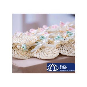 Vietnamese <b>Hand</b> Fan for Holiday Areca Spathe Palm Leaf <b>Mini</b> <b>Hand</b> Fan Decorative Gift Wedding Engrave Logo on Fan Blue Lotus - Product Image 2