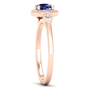 Bague Halo en Argent Sterling 925 avec Saphir Bleu Taille Ronde 0,5 Carat et Moissanite, Prix de Gros Usine REYES - Product Image 3