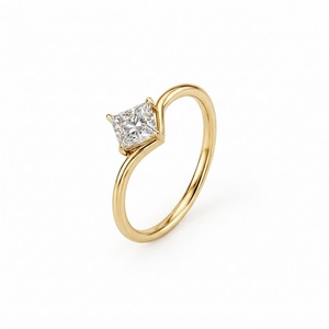Bague de fiançailles solitaire en diamant de laboratoire taille princesse 5,5 mm 1 carat couleur E VVS au design unique, magnifique bague d'anniversaire de mariage - Product Image 2