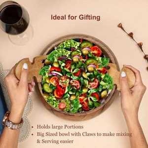 Premium Handcrafted Modern Mango <b>Wood</b> <b>Salad</b> <b>Bowl</b> With 2 Eco-Friendly Spoons Polished for Food Serving or Gifts - Product Image 6