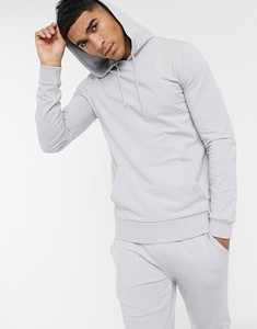 Men's Light Gray Hooded <b>Tracksuit</b> Full Sleeve Solid Color Casual Breathable Polyester Sweatshirt Pants Set Spring Wear - Product Image 2