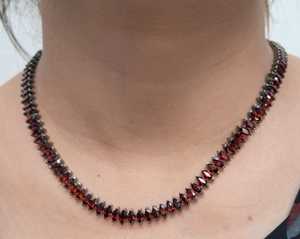 Collier avec pendentif marquise plaqué or 18 carats 3x6mm, 16 pouces, 22 grammes, en argent sterling 925, pierre précieuse grenat rouge certifiée, collier cadeau - Product Image 1