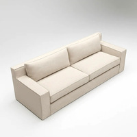 Sofá Seccional Convertible Inflable de 3 Plazas con Brazos Curvos, Tapizado en Lino Blanco de Lujo, Espuma de Alta Densidad, Estilo Moderno