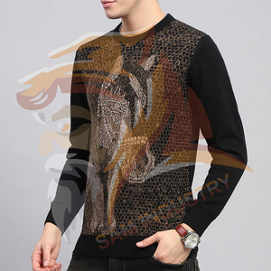 Pull en coton 100% de haute qualité pour homme, logo personnalisé, pull en tricot décontracté uni, entièrement personnalisable, pull en coton pour homme - Product Image 5