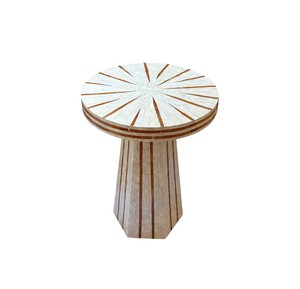 Tabourets sur piétement Sunburst Starburst, mosaïque artisanale en nacre, petite table d'appoint pour la décoration du salon et de la chambre. - Product Image 1
