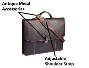 Porte-documents pour ordinateur portable de 14 pouces en cuir véritable de qualité supérieure pour homme Captain, grande capacité - Product Image 2