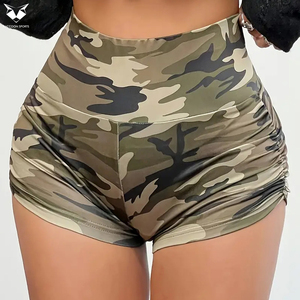 Shorts de Cintura Alta con Diseño Fruncido, Sexy, de Mezcla de Poliéster Elástico de Alta Calidad, Lavables a Máquina, para Usar en Todas las Temporadas - Product Image 4