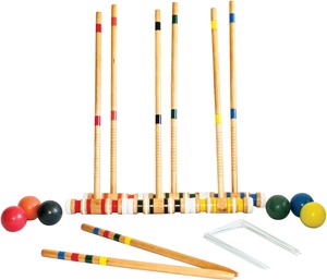 Ensemble de croquet en bois avec 6 maillets, 4 balles et piquets, équipement de jeu d'extérieur durable pour toutes les saisons - Product Image 3