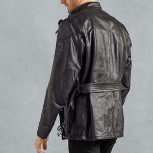 Custom Men Genuine Leather Waterproof Breathable <b>Mandarin</b> <b>Collar</b> Motorcycle <b>Jacket</b> 2026 OEM Service Manufacturer Supplier - Product Image 4
