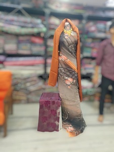 Vestido de Novia Ecológico de Lujo con Tejido Dirac Alemán, Estampado Floral Amarillo y Shaash a Juego |   Ropa de Fiesta para Chicas y Mujeres - Product Image 3
