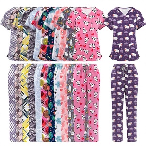 Hot Sell Cartoon Printed Soft <b>Scrub</b> Medical <b>Scrub</b> Unisex Nursing Doctor Custom Printed Logo <b>Tops</b> Nurse Hospital Uniforms - Product Image 2