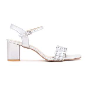 Sandales à talons fantaisie argentées modèle FN5441 - Product Image 3