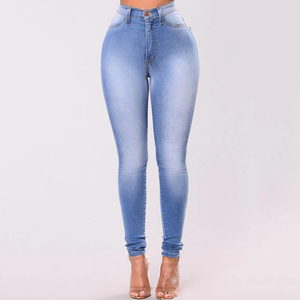 Jeans de Mezclilla de Cintura Alta y Corte Ajustado para Mujer, Largos, Transpirables, Bonitos, Color Azul Lavado, Casuales, con Spandex y Algodón Elástico - Product Image 5