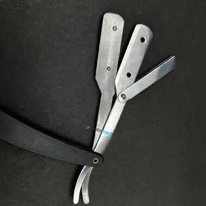 Wholesale High Quality Stainless Steel Barber Razor Custom Logo Professional Use Cut Throat Shaving Barber Razor Plastic Handle - Product Image 2