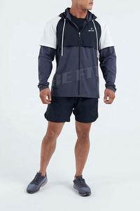 Vente en gros, 100% Polyester, sweat à capuche pour hommes, à manches longues, léger, avec poche, entièrement zippé, vestes de travail - Product Image 2