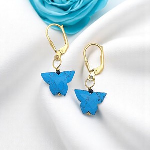 Sterling <b>Silver</b> Turquoise Gemstone Butterfly <b>Earrings</b> – Handmade <b>Dangle</b> <b>Earrings</b> for Gifts - Product Image 3