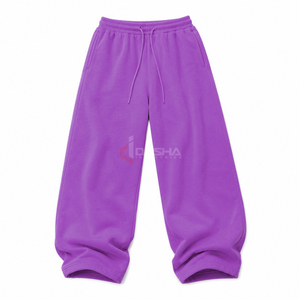 Pantalon de survêtement ample et décontracté pour homme, personnalisé, avec cordon de serrage, en coton tricoté épais 100%, vente en gros OEM - Product Image 2