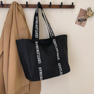 High Capacity <b>Canvas</b> <b>Tote</b> Bag with Contrast Lettering Straps Durable Cotton Handbag for Daily Travel and Shopping - Product Image 5