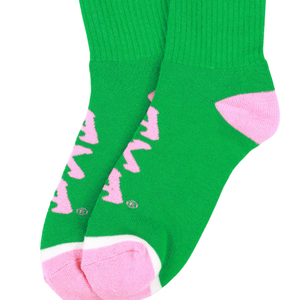 Calcetines Deportivos AKA Green Pink Crew Socks 1908, Calcetines de Punto Bordados para Mujer, Cómodos para Uso Diario - Product Image 4
