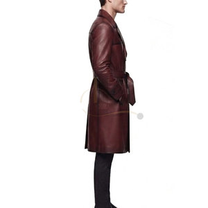 Manteau long en cuir pour homme, modèle classique, fermeture boutonnée, manches longues, col élégant, imperméable – Le choix tendance - Product Image 2