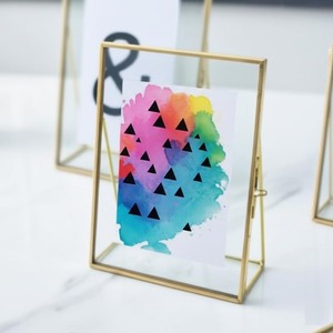 <b>Gold</b> Metal Photo <b>Frame</b> Rectangular Vertical Tabletop Display Durable Brass Finish - Product Image 4